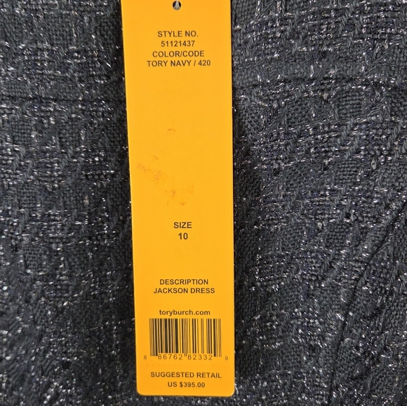 Tory Burch Jackson Shimmer Sheath Navy Dress Size 10 Style 51121437 - Picture 12 of 12